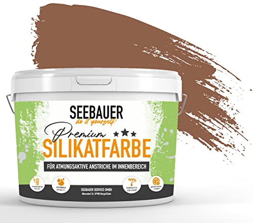 SEEBAUER diy® Silikatfarbe Braun für Innen (No. 601 Chestnut Tree 2,5 Liter) Mineralfarbe Brauntöne hohe Deckkraft von SEEBAUER diy