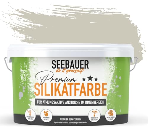 SEEBAUER diy® Silikatfarbe Braun für Innen (No. 665 Khaki Fruit 2,5 Liter) Mineralfarbe Brauntöne hohe Deckkraft von SEEBAUER diy