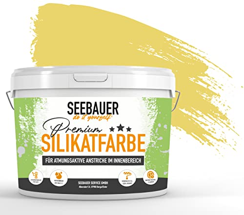 SEEBAUER diy® Silikatfarbe Gelb für Innen (No. 451 Sun Flower 2,5 Liter) Mineralfarbe Gelbtöne hohe Deckkraft von SEEBAUER diy