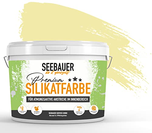 SEEBAUER diy® Silikatfarbe Gelb für Innen (No. 457 Lemon Soda 12,5 Liter) Mineralfarbe Gelbtöne hohe Deckkraft von SEEBAUER diy