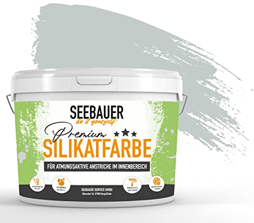 SEEBAUER diy® Silikatfarbe Grau für Innen (No. 216 Sierra Nevada 5,0 Liter) Mineralfarbe Grautöne hohe Deckkraft von SEEBAUER diy