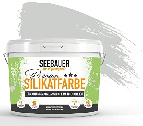 SEEBAUER diy® Silikatfarbe Grau für Innen (No. 222 Smoky Pebble 5,0 Liter) Mineralfarbe Grautöne hohe Deckkraft von SEEBAUER diy