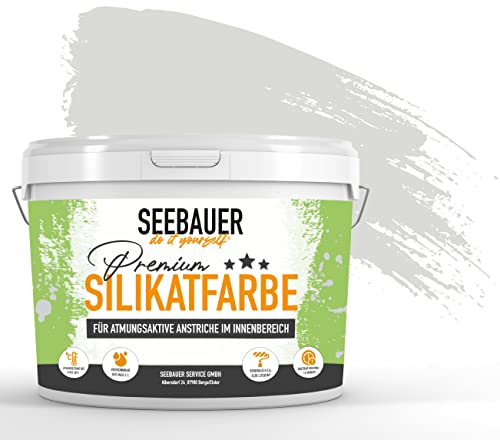 SEEBAUER diy® Silikatfarbe Grau für Innen (No. 223 Smoky Pebble 12,5 Liter) Mineralfarbe Grautöne hohe Deckkraft von SEEBAUER diy