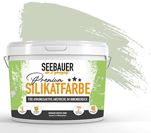 SEEBAUER diy® Silikatfarbe Grün für Innen (No. 715 Harmonic Fennel 12,5 Liter) Mineralfarbe Grüntöne hohe Deckkraft von SEEBAUER diy