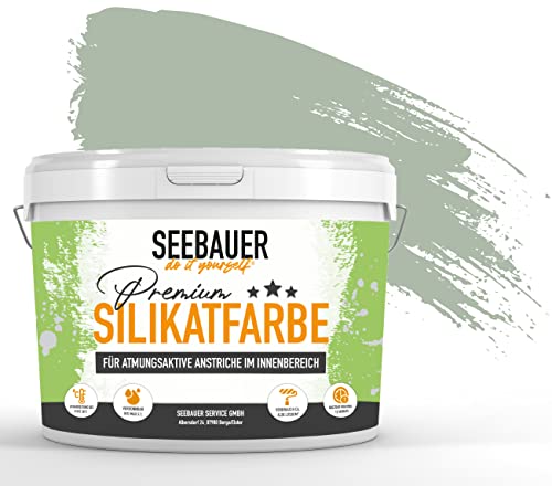 SEEBAUER diy® Silikatfarbe Grün für Innen (No. 766 Ocean Grass 5,0 Liter) Mineralfarbe Grüntöne hohe Deckkraft von SEEBAUER diy