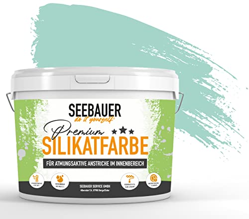 SEEBAUER diy® Silikatfarbe Grün für Innen (No. 775 Indian Sea 5,0 Liter) Mineralfarbe Grüntöne hohe Deckkraft von SEEBAUER diy