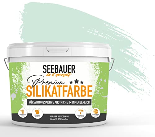 SEEBAUER diy® Silikatfarbe Grün für Innen (No. 777 Indian Sea 12,5 Liter) Mineralfarbe Grüntöne hohe Deckkraft von SEEBAUER diy