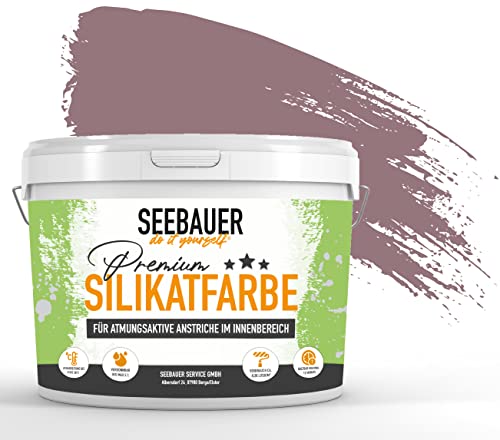 SEEBAUER diy Silikatfarbe Violett 2,5L für Innen (No. 955 Plum Cake) Atmungsaktive Mineralfarbe für Allergiker - Abwaschbare Wandfarbe - Violetttöne hohe Deckkraft von SEEBAUER diy
