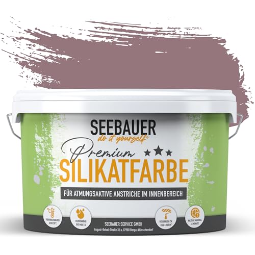 SEEBAUER diy Silikatfarbe Violett 2,5L für Innen (No. 955 Plum Cake) Atmungsaktive Mineralfarbe für Allergiker - Abwaschbare Wandfarbe - Violetttöne hohe Deckkraft von SEEBAUER diy