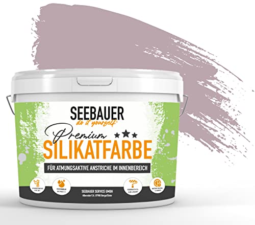 SEEBAUER diy Silikatfarbe Violett 2,5L für Innen (No. 957 Plum Cake) Atmungsaktive Mineralfarbe für Allergiker - Abwaschbare Wandfarbe - Violetttöne hohe Deckkraft von SEEBAUER diy