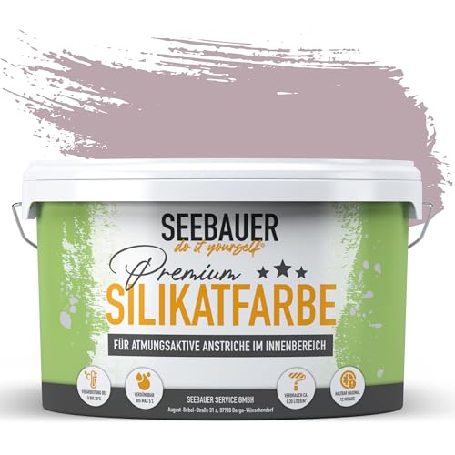SEEBAUER diy Silikatfarbe Violett 2,5L für Innen (No. 957 Plum Cake) Atmungsaktive Mineralfarbe für Allergiker - Abwaschbare Wandfarbe - Violetttöne hohe Deckkraft von SEEBAUER diy