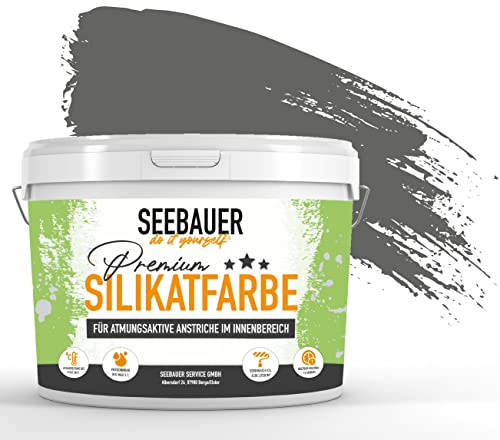 SEEBAUER diy® Silikatfarbe Schwarz für Innen (No. 104 Black Pearl 12,5 Liter) Mineralfarbe Schwarztöne hohe Deckkraft von SEEBAUER diy