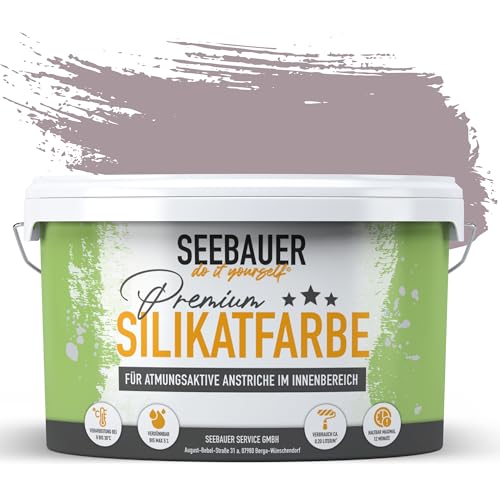 SEEBAUER diy Silikatfarbe Violett 2,5L für Innen (No. 930 Purple Blossom) Atmungsaktive Mineralfarbe für Allergiker - Abwaschbare Wandfarbe - Violetttöne hohe Deckkraft von SEEBAUER diy