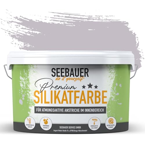 SEEBAUER diy Silikatfarbe Violett 2,5L für Innen (No. 933 Purple Blossom) Atmungsaktive Mineralfarbe für Allergiker - Abwaschbare Wandfarbe - Violetttöne hohe Deckkraft von SEEBAUER diy