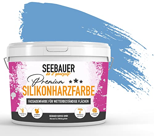 SEEBAUER diy® Silikonharzfarbe Blau Fassadenfarbe (No. 809 Cloudless Sky 300 ml) Selbstreinigend mit Lotuseffekt von SEEBAUER diy