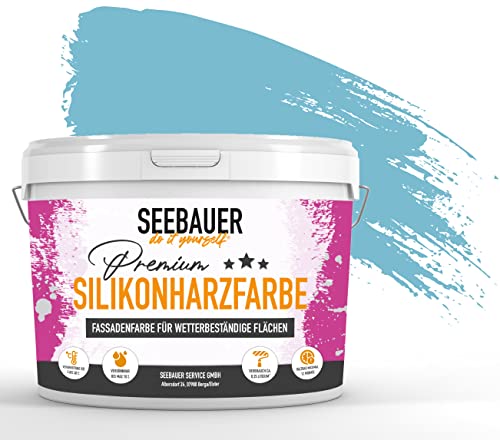 SEEBAUER diy® Silikonharzfarbe Blau Fassadenfarbe (No. 819 Arctic Blue 2,5 Liter) Selbstreinigend mit Lotuseffekt von SEEBAUER diy