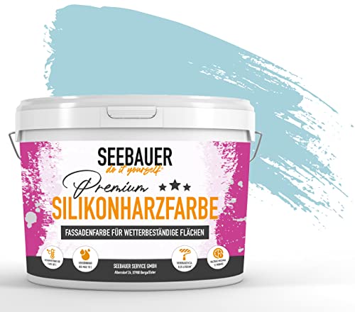 SEEBAUER diy® Silikonharzfarbe Blau Fassadenfarbe (No. 821 Arctic Blue 2,5 Liter) Selbstreinigend mit Lotuseffekt von SEEBAUER diy