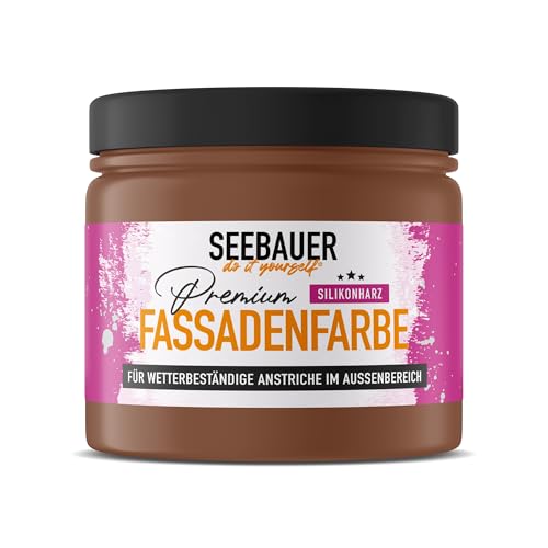 SEEBAUER diy Silikonharz-Fassadenfarbe Braun 300ML für Außen (No. 601 Chestnut Tree) Selbstreinigende Fassadenfarbe mit Lotuseffekt - Geeignet für Putz, Mauerwerk und Beton von SEEBAUER diy