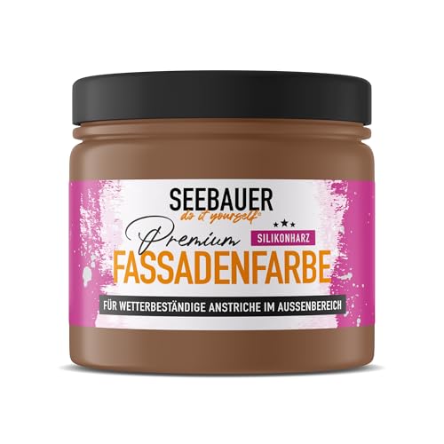 SEEBAUER diy Silikonharz-Fassadenfarbe Braun 300ML für Außen (No. 606 Hazel Eyes) Selbstreinigende Fassadenfarbe mit Lotuseffekt - Geeignet für Putz, Mauerwerk und Beton von SEEBAUER diy