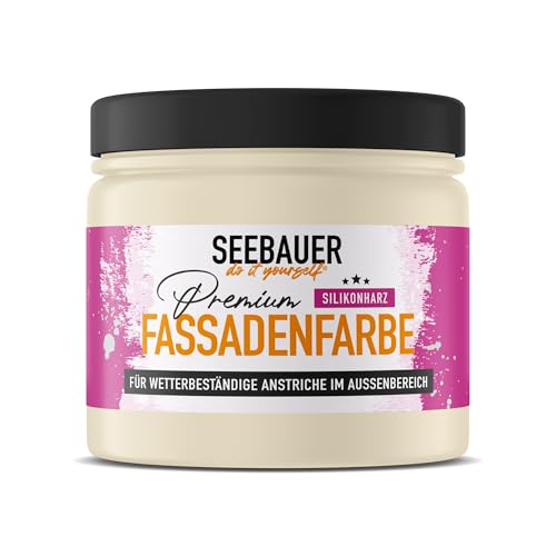 SEEBAUER diy Silikonharz-Fassadenfarbe Beige 300ML für Außen (No. 417 Honey Bee) Selbstreinigende Fassadenfarbe mit Lotuseffekt - Geeignet für Putz, Mauerwerk und Beton von SEEBAUER diy