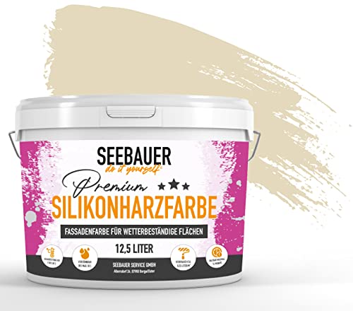 SEEBAUER diy Silikonharz-Fassadenfarbe Beige 5L für Außen (No. 433 Vanilla Cream) Selbstreinigende Fassadenfarbe mit Lotuseffekt - Geeignet für Putz, Mauerwerk und Beton von SEEBAUER diy