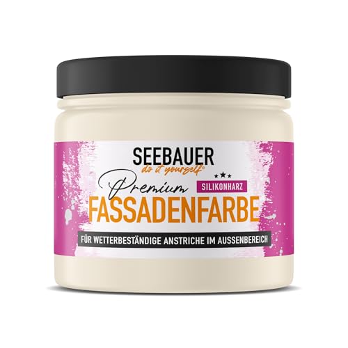 SEEBAUER diy Silikonharz-Fassadenfarbe Beige 300ML für Außen (No. 435 Vanilla Cream) Selbstreinigende Fassadenfarbe mit Lotuseffekt - Geeignet für Putz, Mauerwerk und Beton von SEEBAUER diy