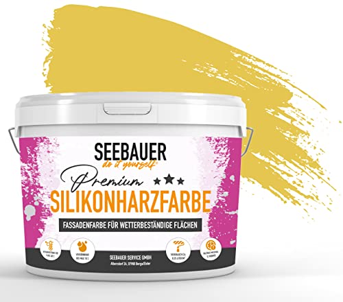 SEEBAUER diy® Silikonharzfarbe Gelb Fassadenfarbe (No. 451 Sun Flower 2,5 Liter) Selbstreinigend mit Lotuseffekt von SEEBAUER diy