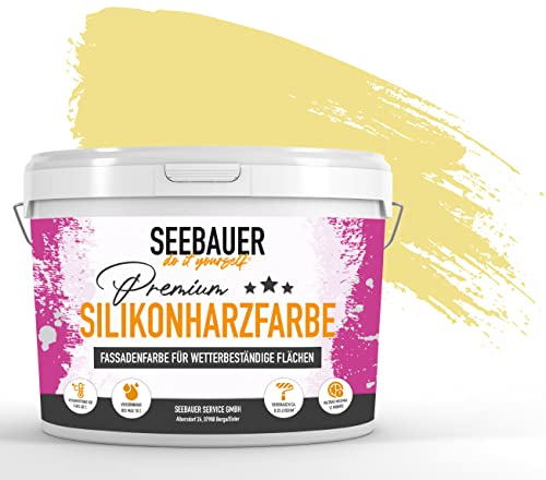 SEEBAUER diy® Silikonharzfarbe Gelb Fassadenfarbe (No. 453 Sun Flower 5,0 Liter) Selbstreinigend mit Lotuseffekt von SEEBAUER diy