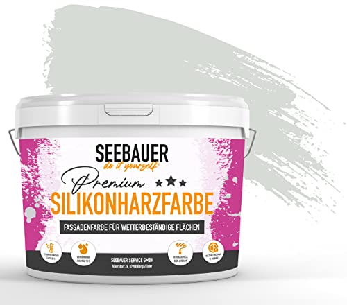 SEEBAUER diy® Silikonharzfarbe Grau Fassadenfarbe (No. 217 Sierra Nevada 5,0 Liter) Selbstreinigend mit Lotuseffekt von SEEBAUER diy