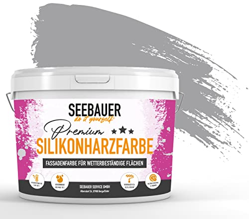 SEEBAUER diy® Silikonharzfarbe Grau Fassadenfarbe (No. 219 Grey Stone 12,5 Liter) Selbstreinigend mit Lotuseffekt von SEEBAUER diy