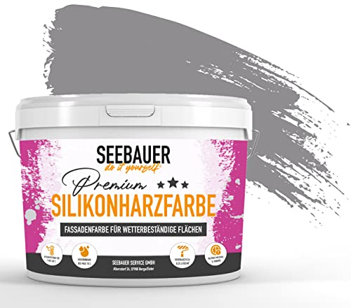 SEEBAUER diy® Silikonharzfarbe Grau Fassadenfarbe (No. 232 Misty Moor 5,0 Liter) Selbstreinigend mit Lotuseffekt von SEEBAUER diy