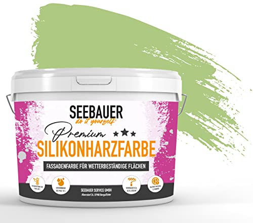 SEEBAUER diy® Silikonharzfarbe Grün Fassadenfarbe (No. 734 Spring Feeling 12,5 Liter) Selbstreinigend mit Lotuseffekt von SEEBAUER diy