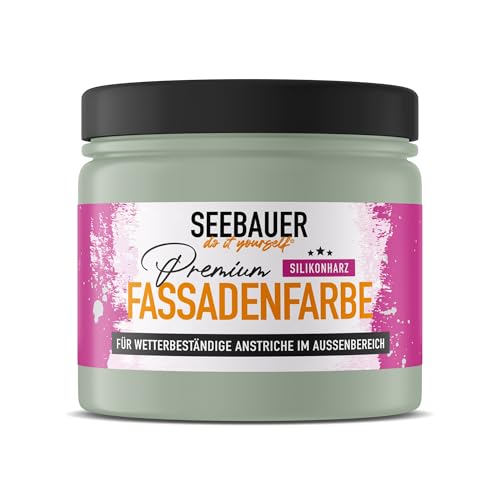 SEEBAUER diy Silikonharz-Fassadenfarbe Grün 300ML für Außen (No. 766 Ocean Grass) Selbstreinigende Fassadenfarbe mit Lotuseffekt - Geeignet für Putz, Mauerwerk und Beton von SEEBAUER diy