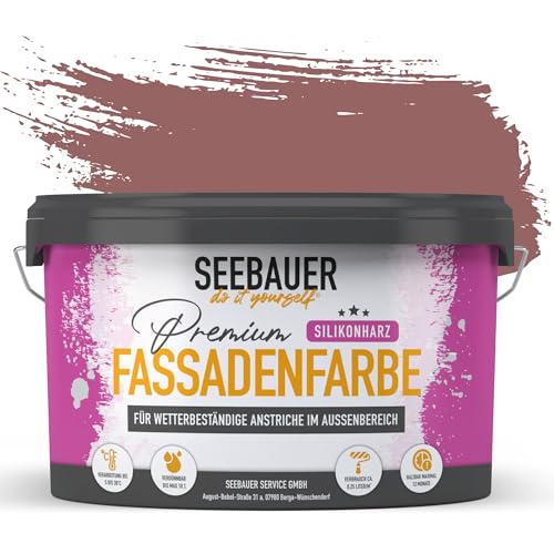 SEEBAUER diy Silikonharz-Fassadenfarbe Violett 2,5L für Außen (No. 960 Asian Dawn) Selbstreinigende Fassadenfarbe mit Lotuseffekt - Geeignet für Putz, Mauerwerk und Beton von SEEBAUER diy