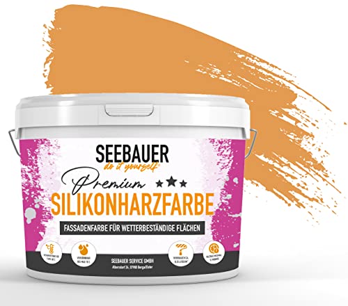 SEEBAUER diy® Silikonharzfarbe Orange Fassadenfarbe (No. 514 Tropical Taste 12,5 Liter) Selbstreinigend mit Lotuseffekt von SEEBAUER diy