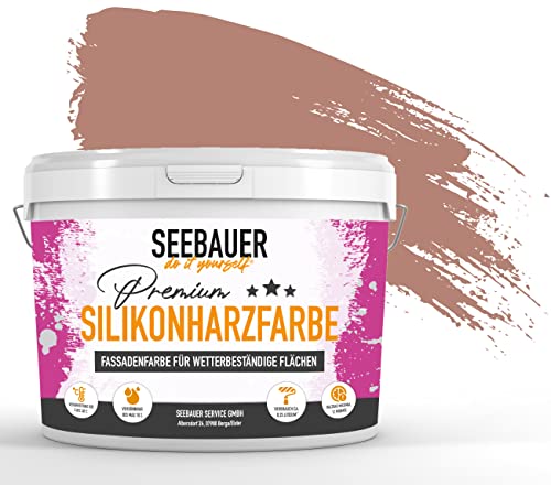 SEEBAUER diy Silikonharz-Fassadenfarbe Rot 300ML für Außen (No. 312 Coral Reef) Selbstreinigende Fassadenfarbe mit Lotuseffekt - Geeignet für Putz, Mauerwerk und Beton von SEEBAUER diy