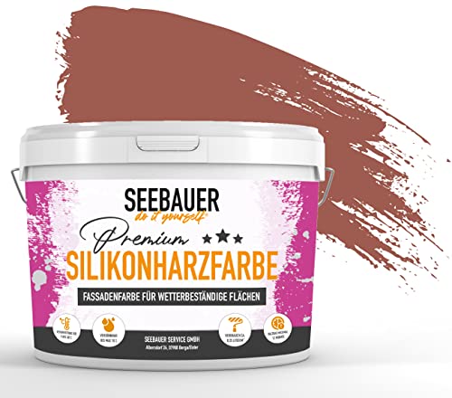 SEEBAUER diy® Silikonharzfarbe Rot Fassadenfarbe (No. 318 Rose Hip 2,5 Liter) Selbstreinigend mit Lotuseffekt von SEEBAUER diy