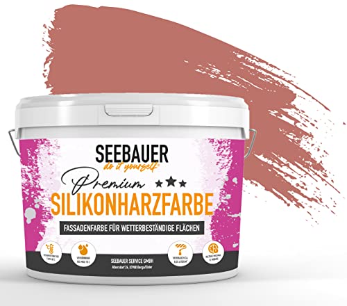 SEEBAUER diy® Silikonharzfarbe Rot Fassadenfarbe (No. 320 Rose Hip 2,5 Liter) Selbstreinigend mit Lotuseffekt von SEEBAUER diy