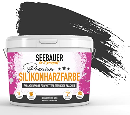 SEEBAUER diy® Silikonharzfarbe Schwarz Fassadenfarbe (No. 100 Black Pearl 300 ml) Selbstreinigend mit Lotuseffekt von SEEBAUER diy