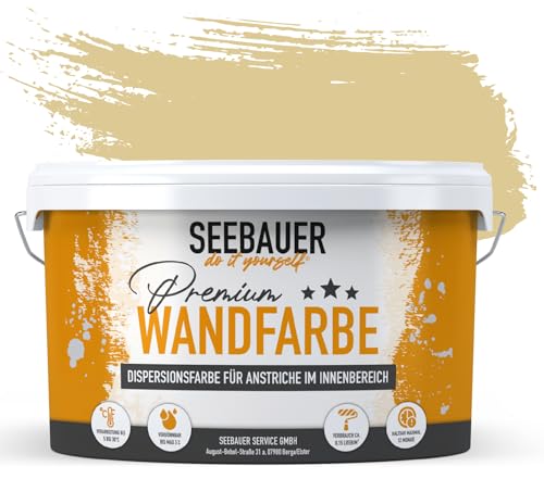 SEEBAUER diy® Wandfarbe Beige für Innen (No. 430 Vanilla Cream 2,5 Liter) Edelmatte Gelbtöne hohe Deckkraft von SEEBAUER diy