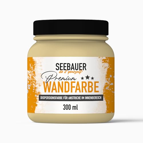 SEEBAUER diy® Wandfarbe Beige für Innen (No. 430 Vanilla Cream 300 ml) Edelmatte Gelbtöne hohe Deckkraft von SEEBAUER diy