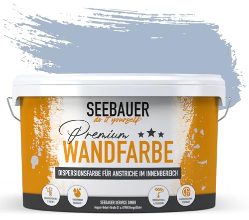 SEEBAUER diy® Wandfarbe Blau für Innen (No. 839 Luxury Passion 5,0 Liter) Edelmatte Blautöne hohe Deckkraft von SEEBAUER diy