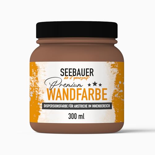 SEEBAUER diy® Wandfarbe Braun für Innen (No. 601 Chestnut Tree 300 ml) Edelmatte Brauntöne hohe Deckkraft von SEEBAUER diy