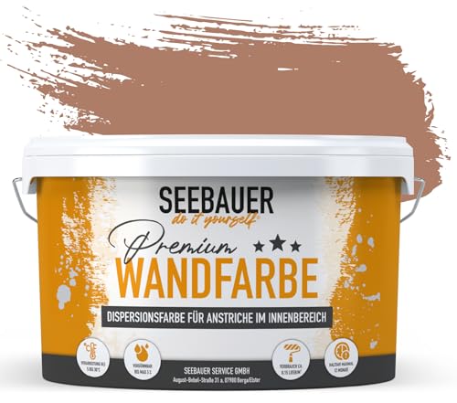 SEEBAUER diy® Wandfarbe Braun für Innen (No. 603 Chestnut Tree 5,0 Liter) Edelmatte Brauntöne hohe Deckkraft von SEEBAUER diy