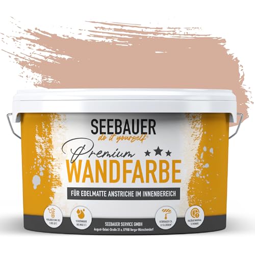 SEEBAUER diy Wandfarbe Braun 5L für Innen (No. 605 Chestnut Tree) Edelmatte hellbraune Innenfarbe - Brauntöne sehr hohe Deckkraft - Matt, Abwaschbar und Tropffrei von SEEBAUER diy