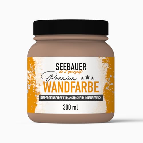 SEEBAUER diy® Wandfarbe Braun für Innen (No. 608 Hazel Eyes 300 ml) Edelmatte Brauntöne hohe Deckkraft von SEEBAUER diy