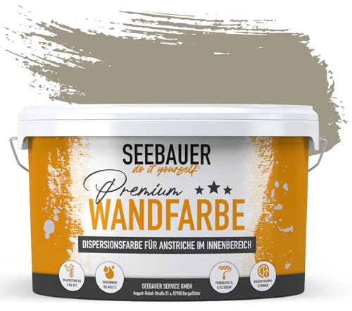 SEEBAUER diy® Wandfarbe Braun für Innen (No. 663 Khaki Fruit 2,5 Liter) Edelmatte Brauntöne hohe Deckkraft von SEEBAUER diy