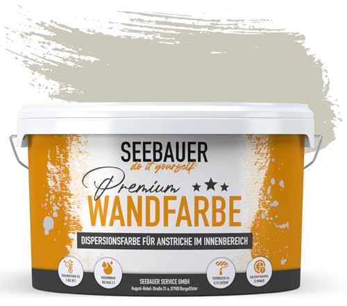 SEEBAUER diy® Wandfarbe Braun für Innen (No. 665 Khaki Fruit 2,5 Liter) Edelmatte Brauntöne hohe Deckkraft von SEEBAUER diy