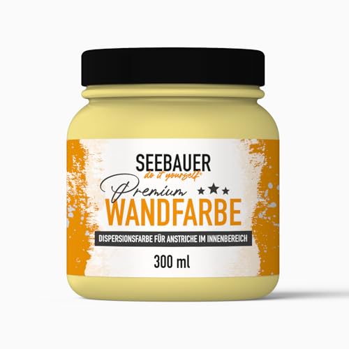 SEEBAUER diy® Wandfarbe Gelb für Innen (No. 453 Sun Flower 300 ml) Edelmatte Gelbtöne hohe Deckkraft von SEEBAUER diy