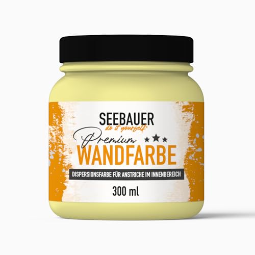 SEEBAUER diy® Wandfarbe Gelb für Innen (No. 457 Lemon Soda 300 ml) Edelmatte Gelbtöne hohe Deckkraft von SEEBAUER diy